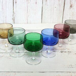 Vintage Jewel Tone Cordial Glasses (Set of 6) Luminarc Cavalier France Style